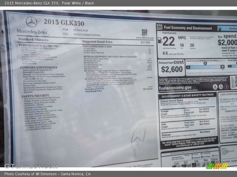 Polar White / Black 2015 Mercedes-Benz GLK 350