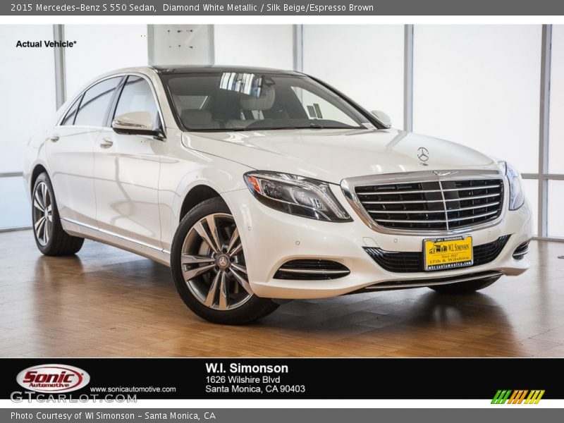 Diamond White Metallic / Silk Beige/Espresso Brown 2015 Mercedes-Benz S 550 Sedan