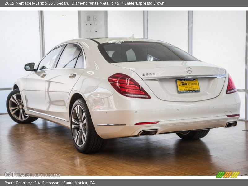 Diamond White Metallic / Silk Beige/Espresso Brown 2015 Mercedes-Benz S 550 Sedan