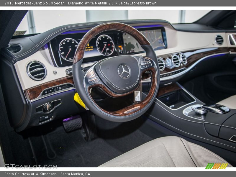 Diamond White Metallic / Silk Beige/Espresso Brown 2015 Mercedes-Benz S 550 Sedan