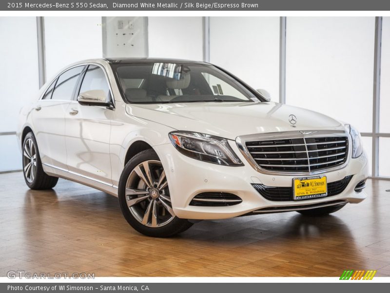 Diamond White Metallic / Silk Beige/Espresso Brown 2015 Mercedes-Benz S 550 Sedan