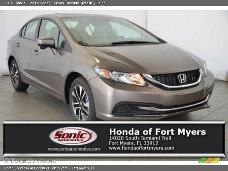 Urban Titanium Metallic / Beige 2015 Honda Civic EX Sedan