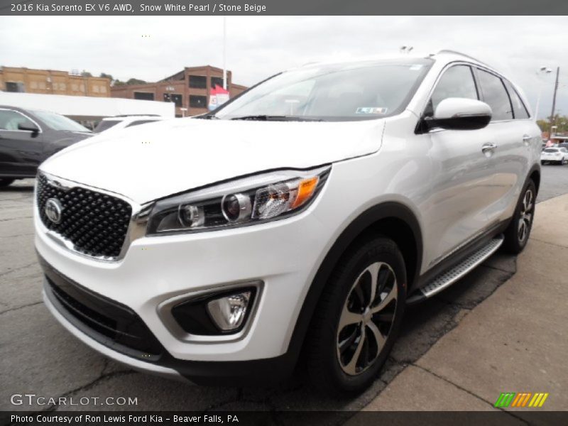 Snow White Pearl / Stone Beige 2016 Kia Sorento EX V6 AWD