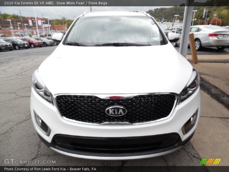Snow White Pearl / Stone Beige 2016 Kia Sorento EX V6 AWD