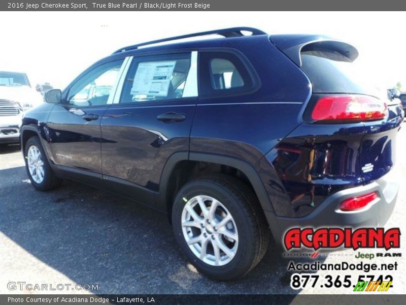 True Blue Pearl / Black/Light Frost Beige 2016 Jeep Cherokee Sport