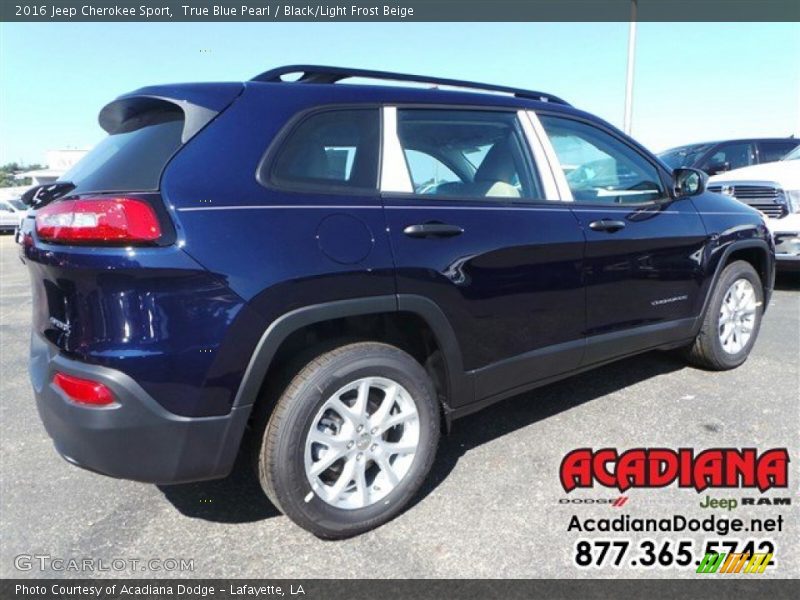 True Blue Pearl / Black/Light Frost Beige 2016 Jeep Cherokee Sport