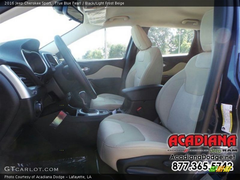 True Blue Pearl / Black/Light Frost Beige 2016 Jeep Cherokee Sport