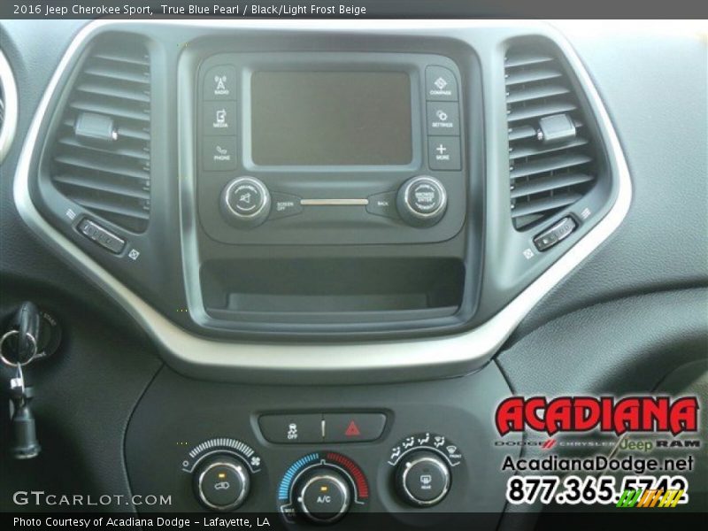 True Blue Pearl / Black/Light Frost Beige 2016 Jeep Cherokee Sport
