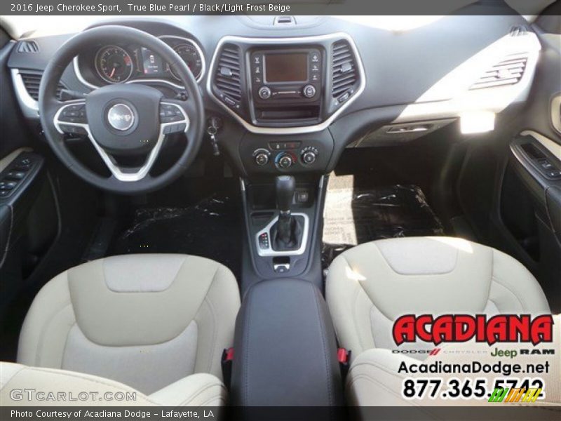 True Blue Pearl / Black/Light Frost Beige 2016 Jeep Cherokee Sport