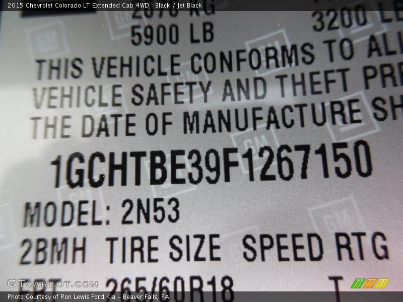 Black / Jet Black 2015 Chevrolet Colorado LT Extended Cab 4WD