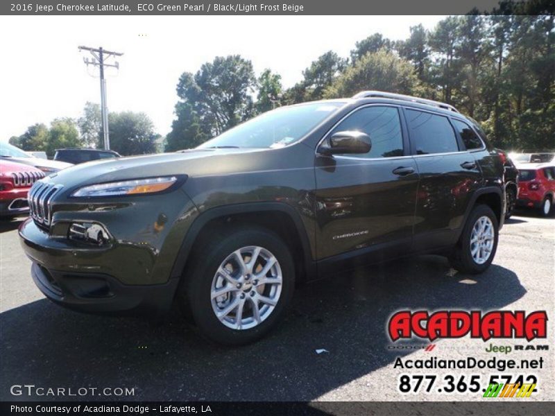 ECO Green Pearl / Black/Light Frost Beige 2016 Jeep Cherokee Latitude