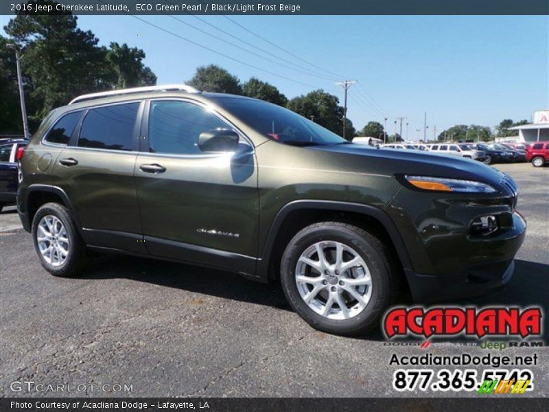 ECO Green Pearl / Black/Light Frost Beige 2016 Jeep Cherokee Latitude