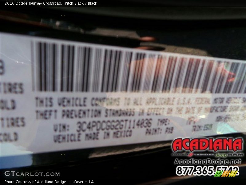 Pitch Black / Black 2016 Dodge Journey Crossroad