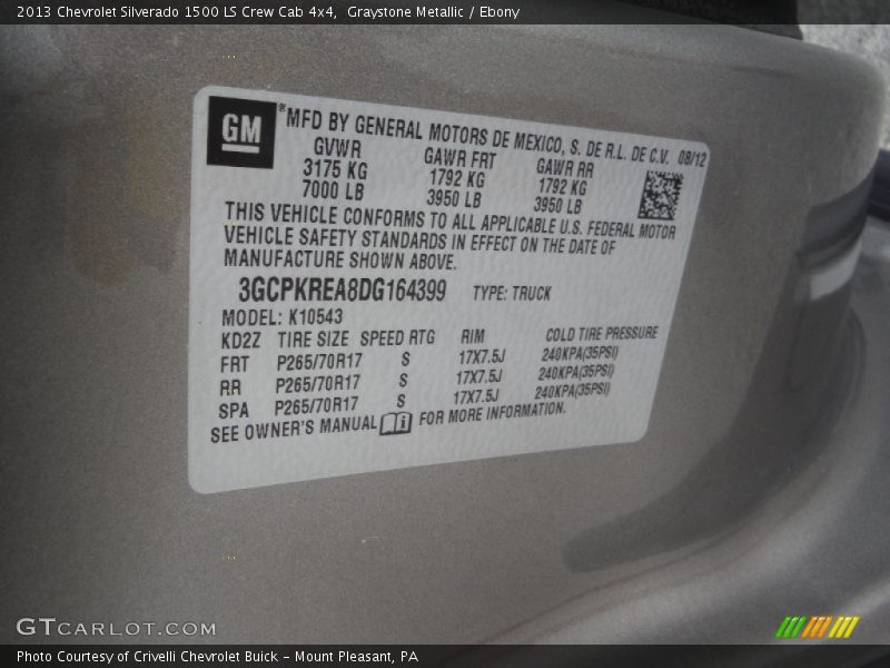Graystone Metallic / Ebony 2013 Chevrolet Silverado 1500 LS Crew Cab 4x4