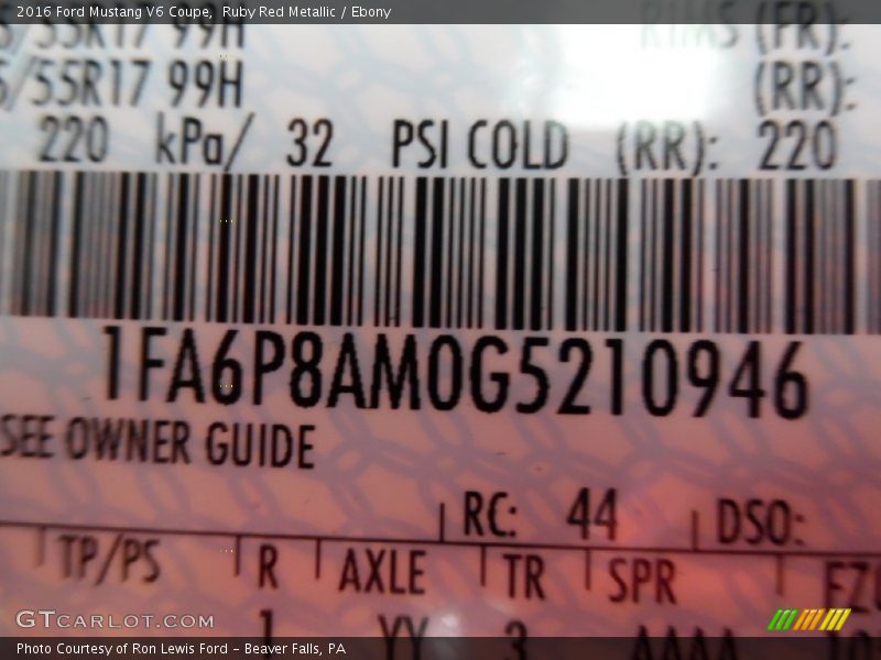 Ruby Red Metallic / Ebony 2016 Ford Mustang V6 Coupe