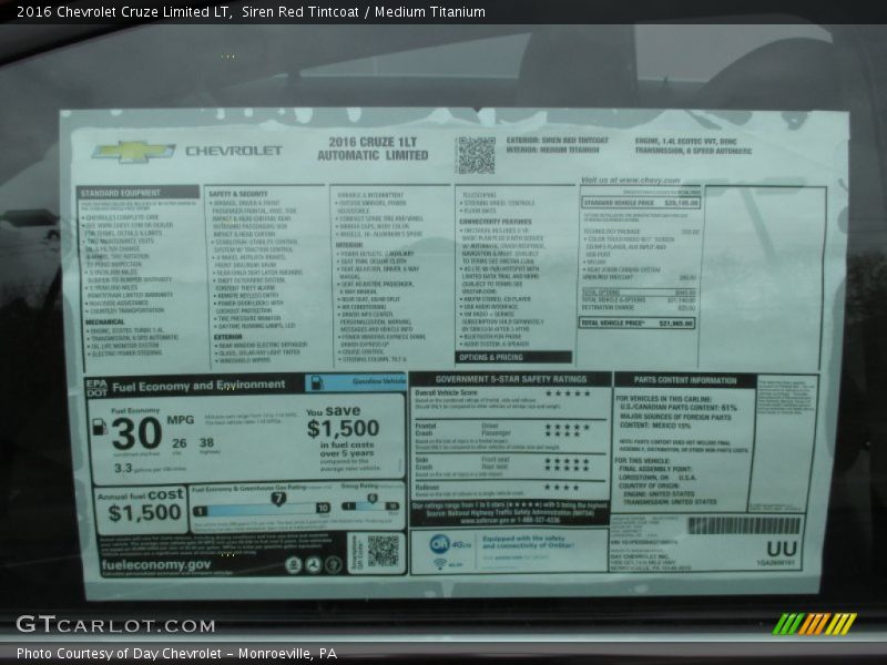 Siren Red Tintcoat / Medium Titanium 2016 Chevrolet Cruze Limited LT