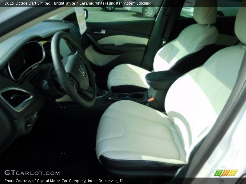 Bright White / Ceramic White/Tungsten Accent Stitching 2015 Dodge Dart Limited
