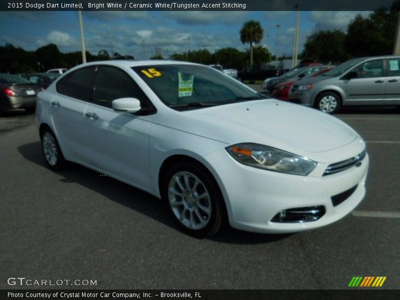 Bright White / Ceramic White/Tungsten Accent Stitching 2015 Dodge Dart Limited