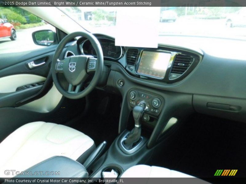 Bright White / Ceramic White/Tungsten Accent Stitching 2015 Dodge Dart Limited