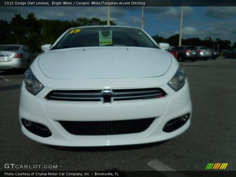 Bright White / Ceramic White/Tungsten Accent Stitching 2015 Dodge Dart Limited