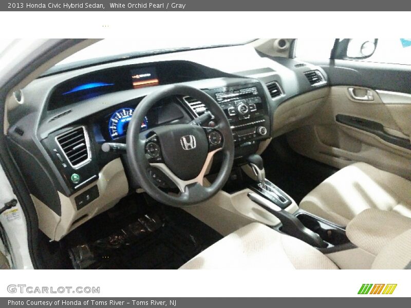 White Orchid Pearl / Gray 2013 Honda Civic Hybrid Sedan