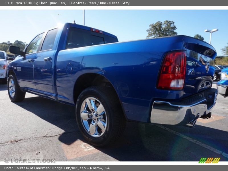 Blue Streak Pearl / Black/Diesel Gray 2016 Ram 1500 Big Horn Quad Cab