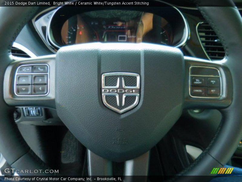 Bright White / Ceramic White/Tungsten Accent Stitching 2015 Dodge Dart Limited
