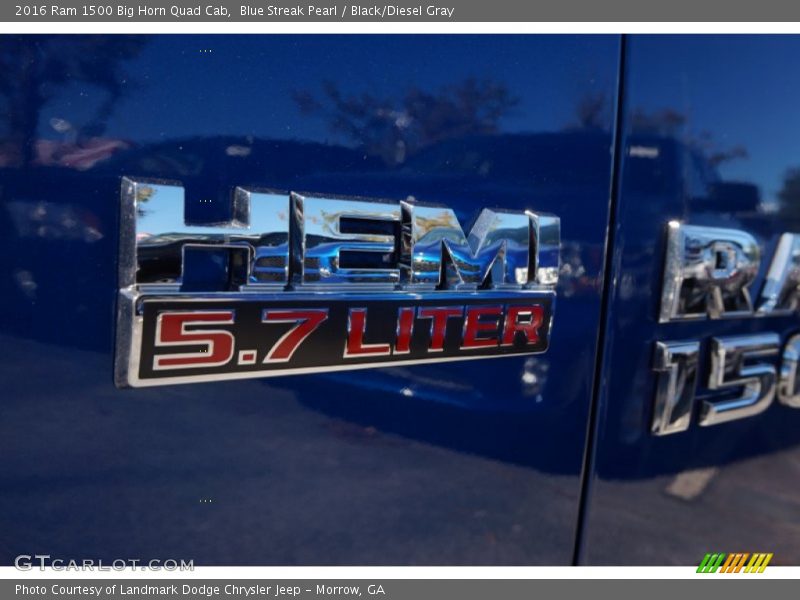 Blue Streak Pearl / Black/Diesel Gray 2016 Ram 1500 Big Horn Quad Cab