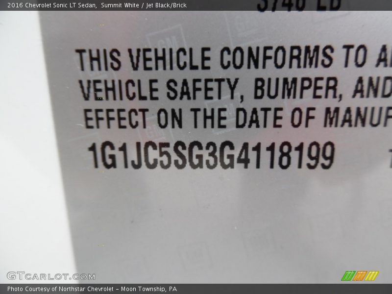 Summit White / Jet Black/Brick 2016 Chevrolet Sonic LT Sedan