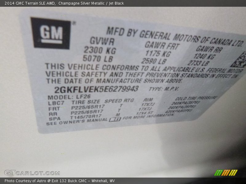 Champagne Silver Metallic / Jet Black 2014 GMC Terrain SLE AWD