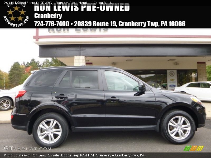 Phantom Black Metallic / Cocoa Black 2011 Hyundai Santa Fe SE AWD