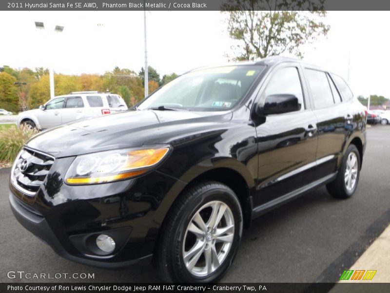 Phantom Black Metallic / Cocoa Black 2011 Hyundai Santa Fe SE AWD