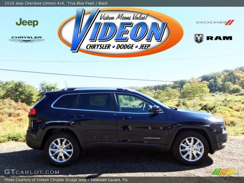 True Blue Pearl / Black 2016 Jeep Cherokee Limited 4x4
