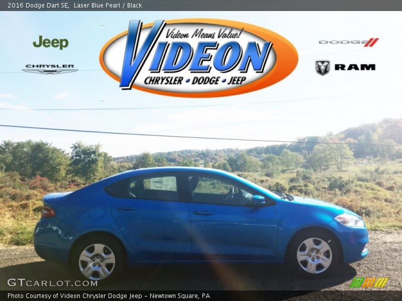 Laser Blue Pearl / Black 2016 Dodge Dart SE