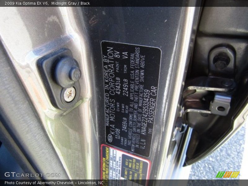 Midnight Gray / Black 2009 Kia Optima EX V6