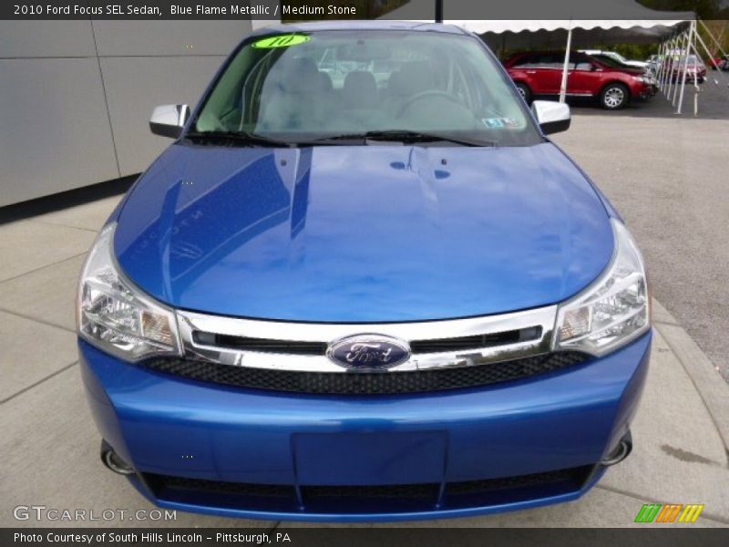 Blue Flame Metallic / Medium Stone 2010 Ford Focus SEL Sedan