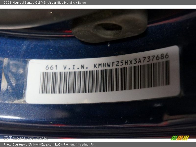 Ardor Blue Metallic / Beige 2003 Hyundai Sonata GLS V6