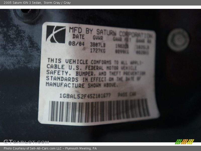 Storm Gray / Gray 2005 Saturn ION 3 Sedan