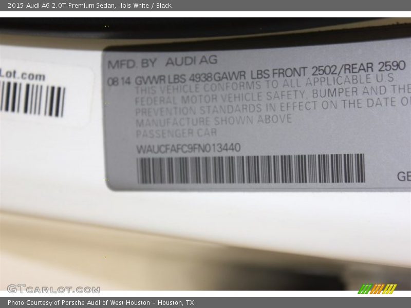 Ibis White / Black 2015 Audi A6 2.0T Premium Sedan