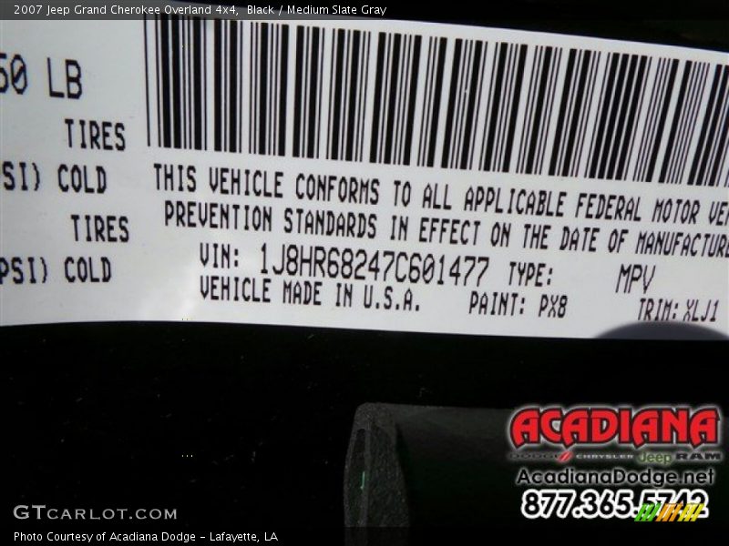Black / Medium Slate Gray 2007 Jeep Grand Cherokee Overland 4x4