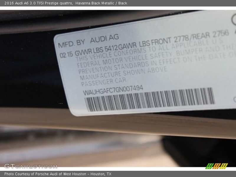 Havanna Black Metallic / Black 2016 Audi A6 3.0 TFSI Prestige quattro