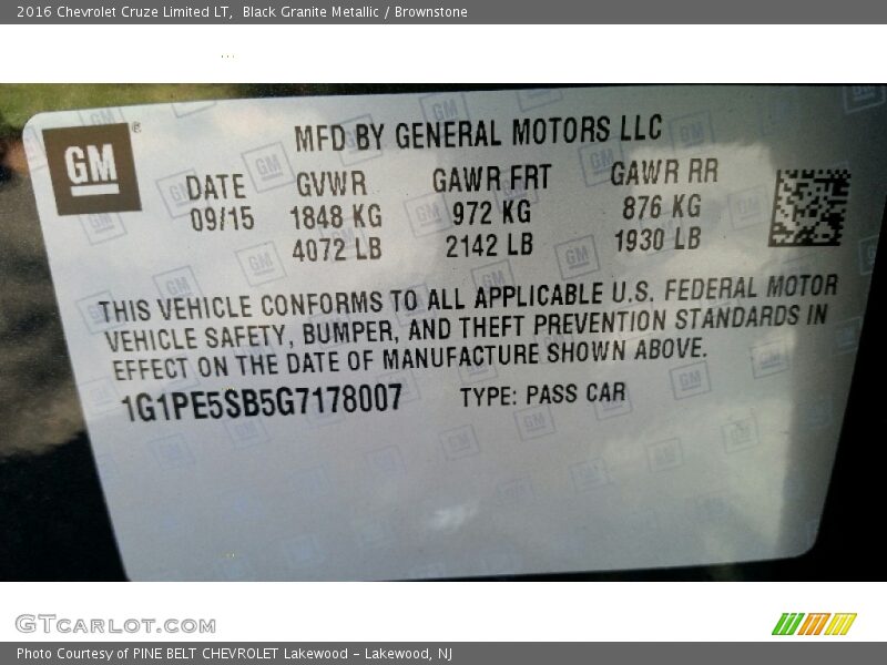 Black Granite Metallic / Brownstone 2016 Chevrolet Cruze Limited LT