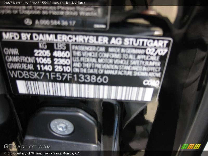 Black / Black 2007 Mercedes-Benz SL 550 Roadster