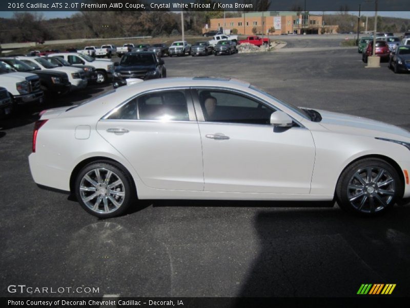 Crystal White Tricoat / Kona Brown 2016 Cadillac ATS 2.0T Premium AWD Coupe