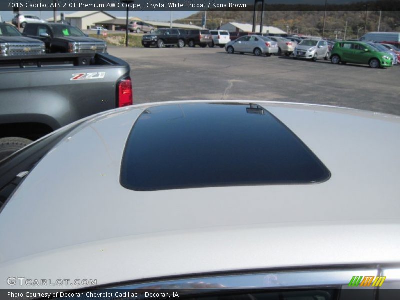 Crystal White Tricoat / Kona Brown 2016 Cadillac ATS 2.0T Premium AWD Coupe