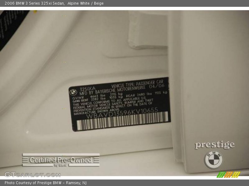 Alpine White / Beige 2006 BMW 3 Series 325xi Sedan