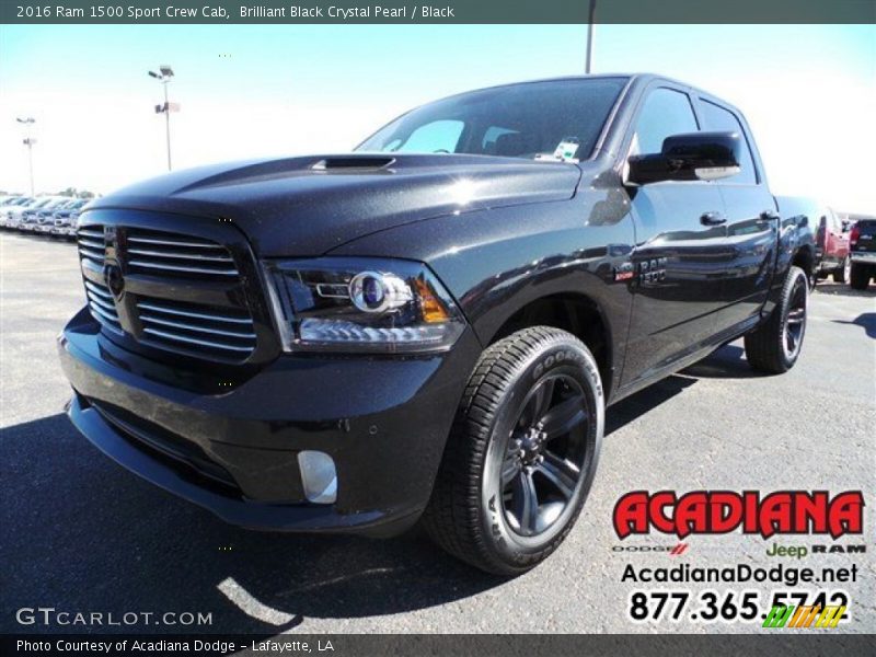 Brilliant Black Crystal Pearl / Black 2016 Ram 1500 Sport Crew Cab