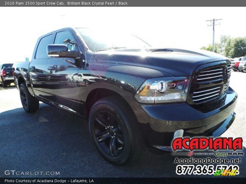 Brilliant Black Crystal Pearl / Black 2016 Ram 1500 Sport Crew Cab