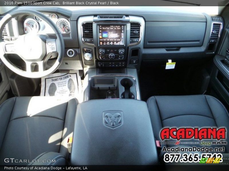 Brilliant Black Crystal Pearl / Black 2016 Ram 1500 Sport Crew Cab