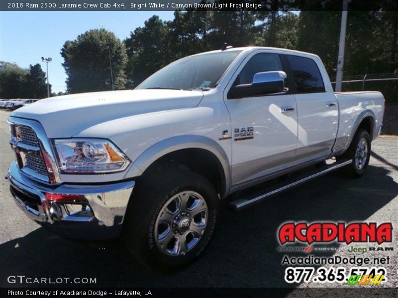 Bright White / Canyon Brown/Light Frost Beige 2016 Ram 2500 Laramie Crew Cab 4x4